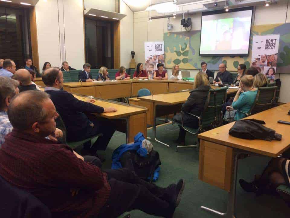 Angie on the panel at the don't screen us out meeting 